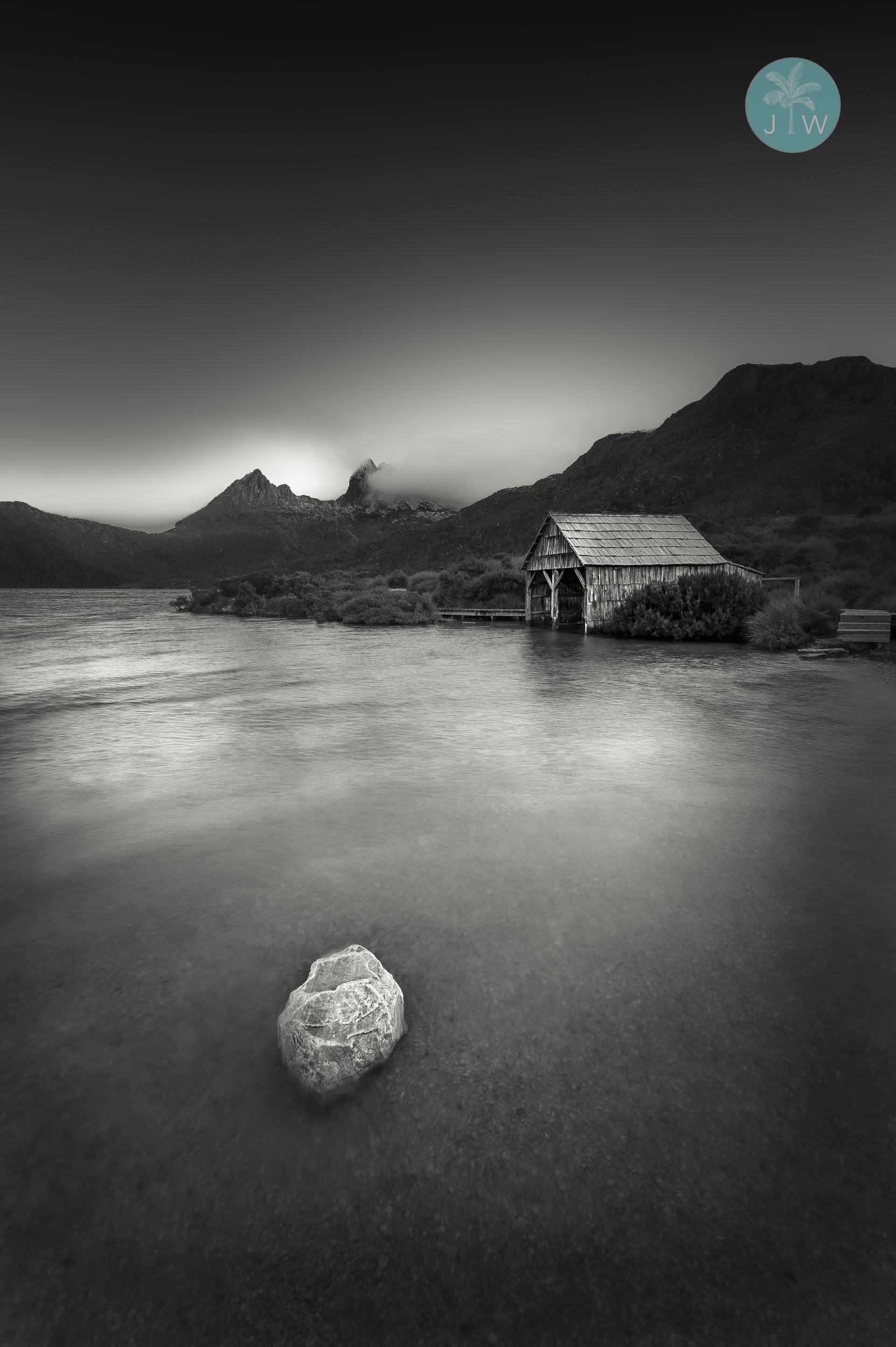 Dove Lake Boathouse B&W