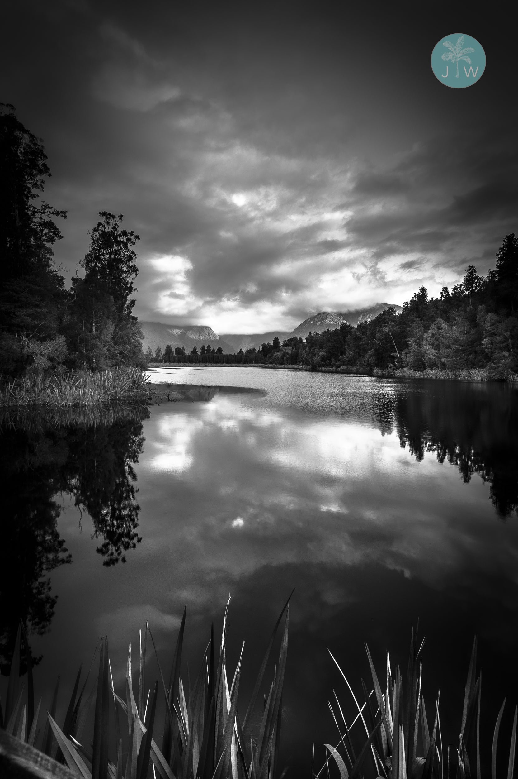 Lake Matheson B&W Vertical