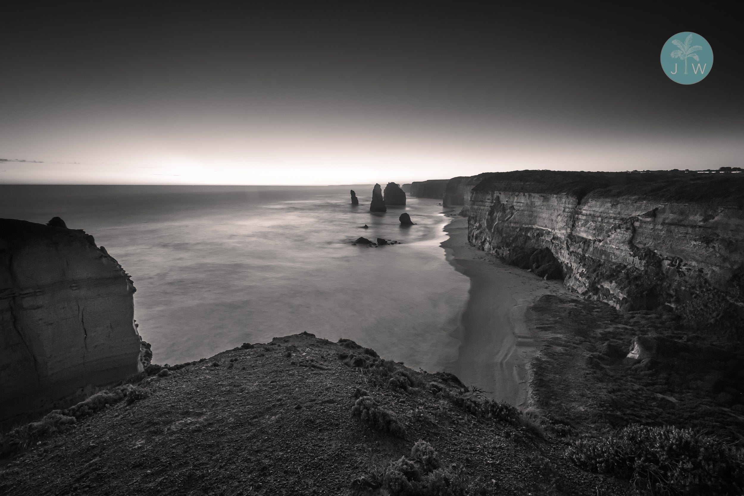 12 Apostles Dusk B&W