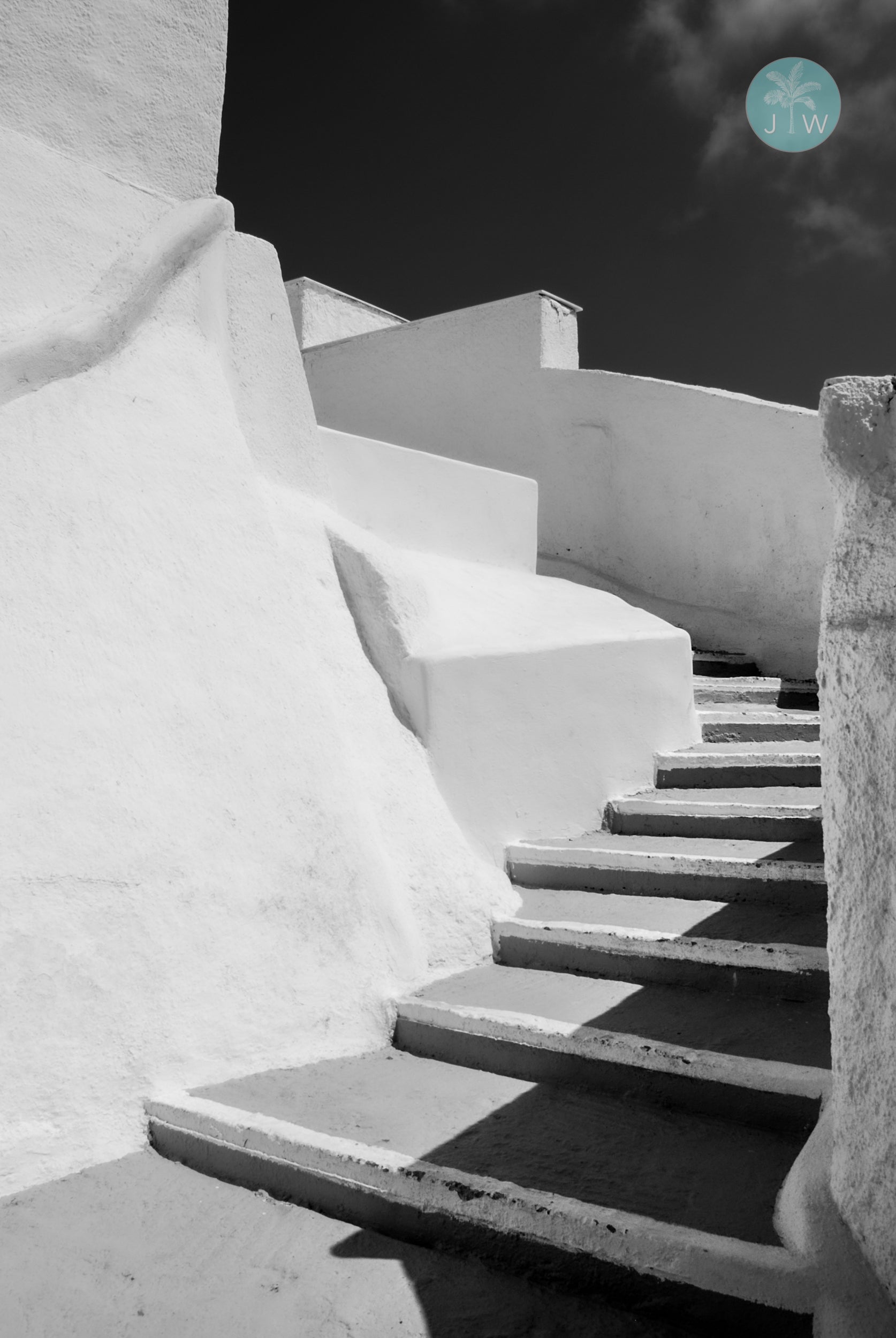 Santorini Descent (B&W)